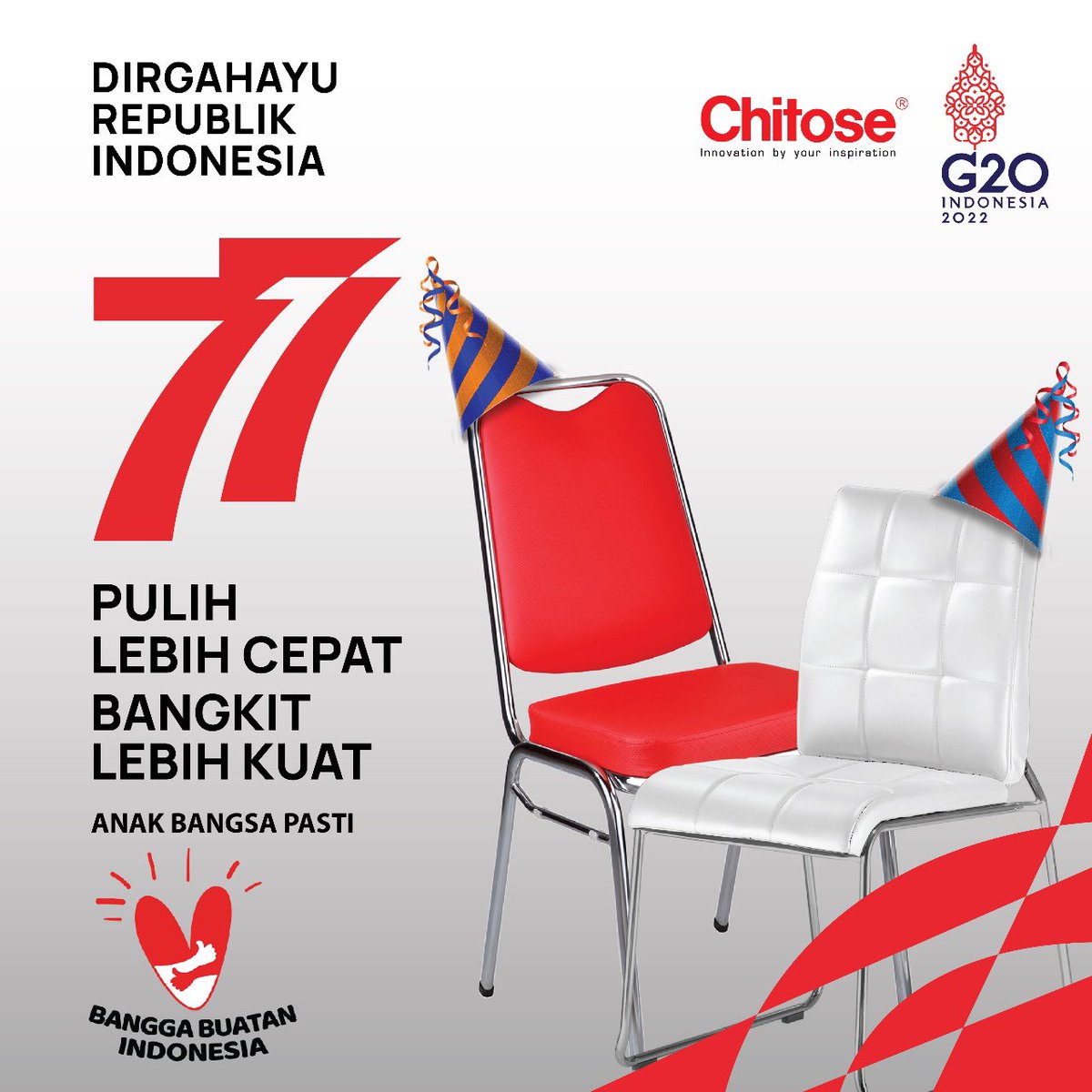 PTChitose's tweet photo. Kemerdekaan bukan tanda untuk berhenti berjuang, tapi tanda untuk berjuang lebih keras. Selamat ulang tahun ke-77 Indonesia! Merdeka! 🇮🇩 https://t.co/yLeB8tqVvo