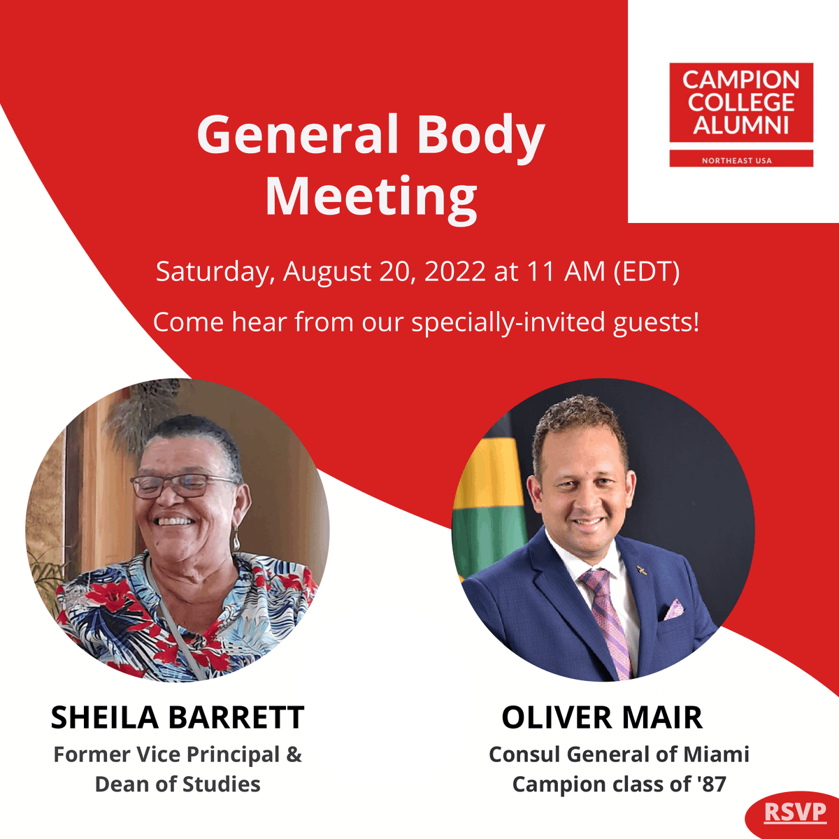 🔴 The Campion College Alumni Association North East invites you to their General Body meeting on Aug 20 at 11am EST 

Click here to register: ow.ly/vIZp50KlhhO

For queries contact: campionaane@gmail.com

#RedIsStrong #Campion #Campionite #Fortes #CampionCollege