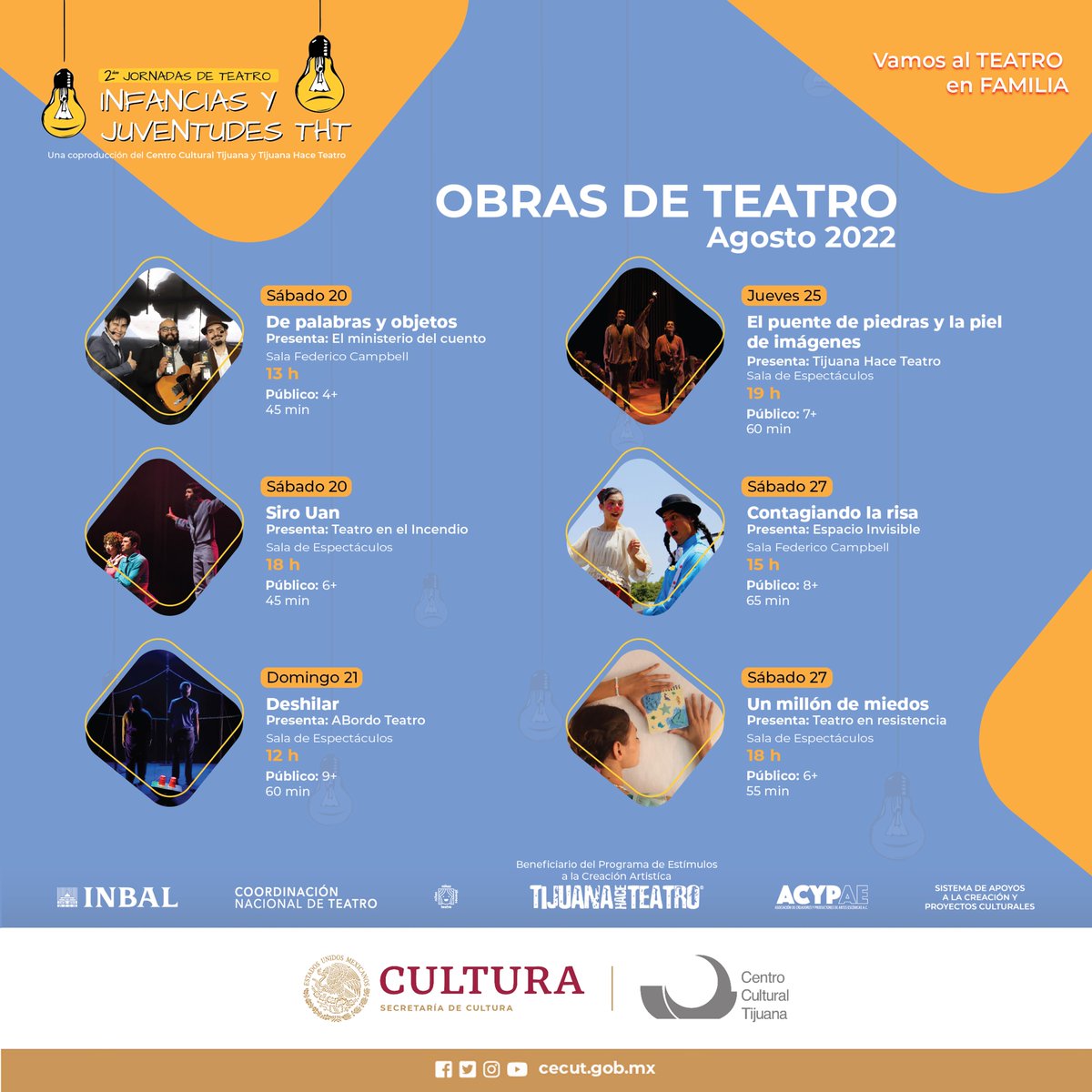 cecut_mx's tweet photo. #Cecut y @TjHaceTeatro presentan: 
2da. Jornadas de Teatro Infancias y Juventudes THT
                              
Los invitamos a las actividades de esta segunda jornada.

📌20 al 27 #Agosto

La entrada es gratuita, ¡te esperamos!
Consulta el programa 👇https://t.co/actZ1D0RLM https://t.co/DSaBhnd90W