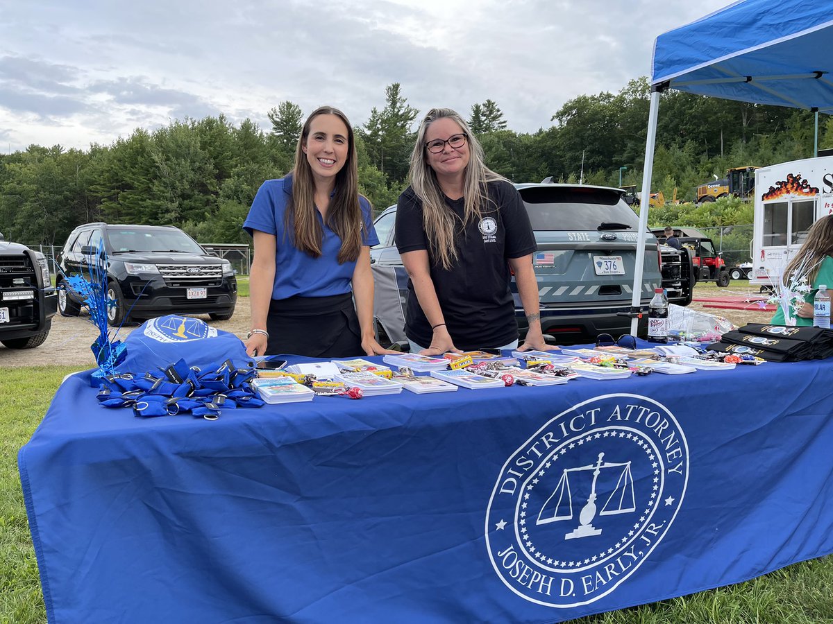 worcesterda's tweet photo. It was an honor to attend the Ashburnham and Westminster National Night Out. The @ashburnhampd and Fire as well as the @WestminsterPDMA and Fire brought together the community to celebrate safety and highlight the people and organizations that make their towns great! https://t.co/7L0e2yOJ0n