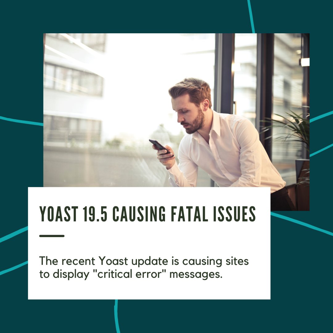 adaptiadesign's tweet photo. WordPress users who have updated to Yoast 19.5 are experiencing "critical error" messages caused by the plugin.

#adaptiadesign #adaptia #seohealth  #digitalmarketing #digitalmarketingstrategy #seostrategy #searchranking #seooptimization #websiteoptimization #userexperience https://t.co/6AC8H3HKZh