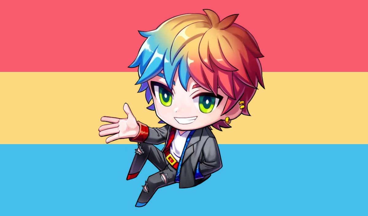 Colourpicked's tweet photo. Pansexual flag with Chopin Jr. from Rhythmstar, requested by @/tae-hong on tumblr https://t.co/tb5mw77v4r