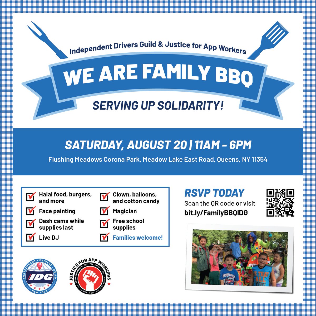 You won’t want to miss Family Day this Saturday! Join your fellow drivers at Flushing Meadows Corona Park this Saturday, August 20th from 11AM to 6PM!

RSVP here to enjoy free food &amp; giveaways: bit.ly/FamilyBBQIDG