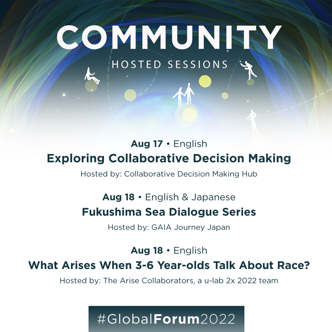 presencing_inst's tweet photo. Upcoming Community-Hosted Sessions: To explore, learn more, and join visit our calendar: https://t.co/mTAFYpSmme
A continuation of #GlobalForum2022.
#Fukushima #Transformation #Collaboration #CommunityEvents #Storytelling #CollaborativeDecisionMaking https://t.co/q22dGT3tby