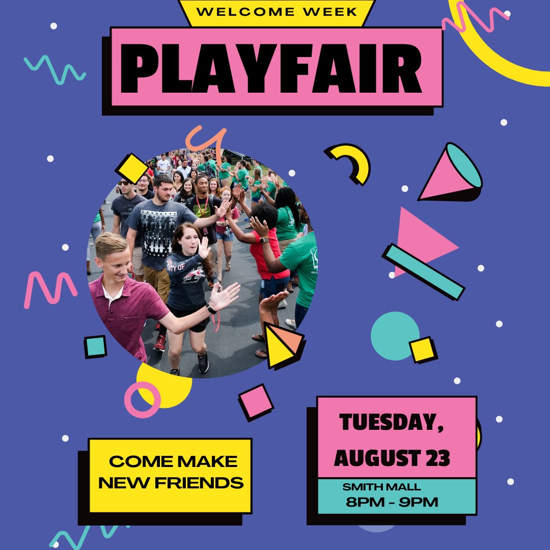 uindyslab's tweet photo. It’s almost that time Greyhounds! Welcome Week is right around the corner and we have lots of events occurring around campus!

Join us August 23rd at 8 P.M for Playfair after you get all settled in for the chance to make new friends and have lots of fun!

Stay tuned for more! https://t.co/goUTU19IMt