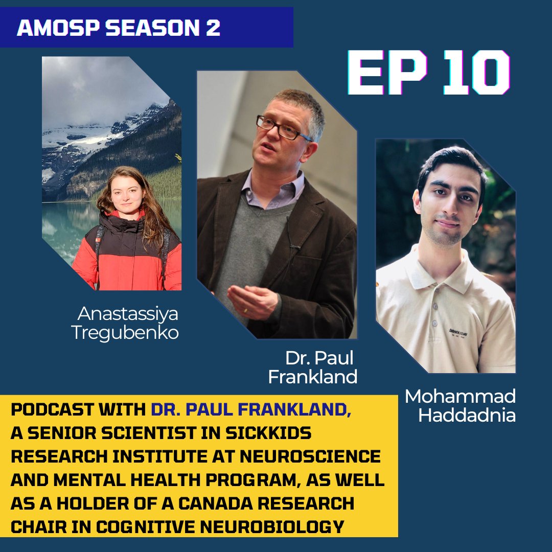 AmospUoft's tweet photo. Our latest episode is out now!  Dr. Paul Frankland, senior scientist in the Neuroscience and Mental Health program at SickKids research institute sits down with us to talk all about the brain and neuron formation 🧠✨
YouTube: https://t.co/S39DcVJJVV https://t.co/l2odJGog0q
