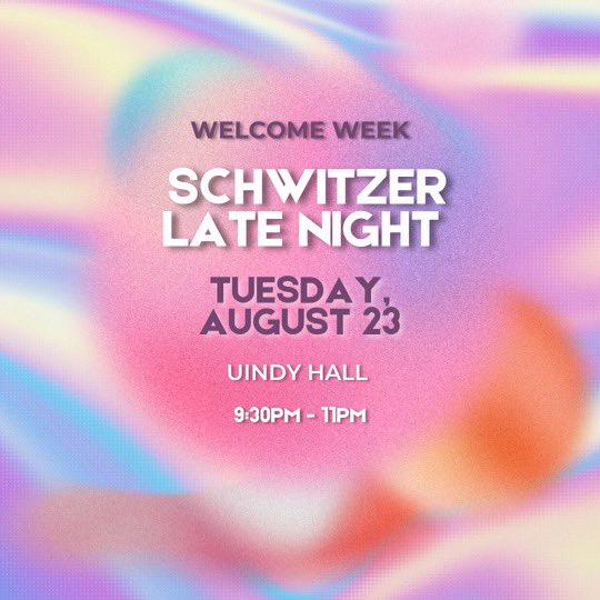 uindyslab's tweet photo. After meeting all of your new friends at Playfair, make sure to come to the Schwitzer Student Center for a night of lots of fun!

There will be snacks and activities like:
photo station 📸
games 👾
crafts 🧶
&amp; more!

Make sure to mark your calendars for August 23rd @ 9:30 P.M. https://t.co/DHly2vj91L