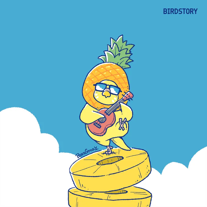 おはようございます。本日は8月17日、語呂合わせから、パイナップルの日とのことです#BIRDSTORY #パイナップル #セキセイインコ 