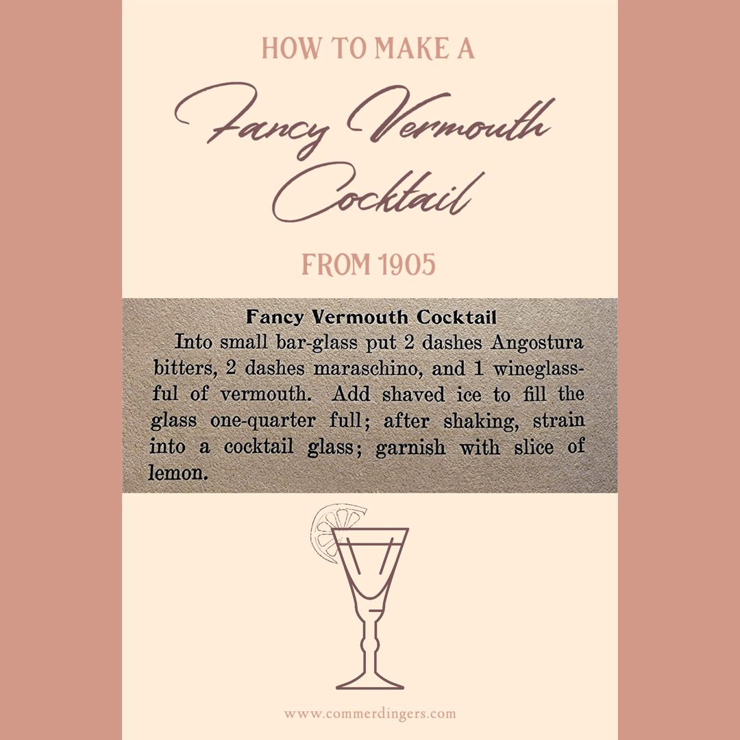 commerdingers's tweet photo. #FancyVermouthCocktail From 1905
Into small #barglass put 2 dashes #Angostura bitters, 2 dashes #maraschino, and 1 wineglass-ful of #vermouth. Add shaved ice to fill the glass one-quarter full; after shaking, strain into a #cocktail glass; #garnish with slice of lemon. https://t.co/rbbQRam7DW