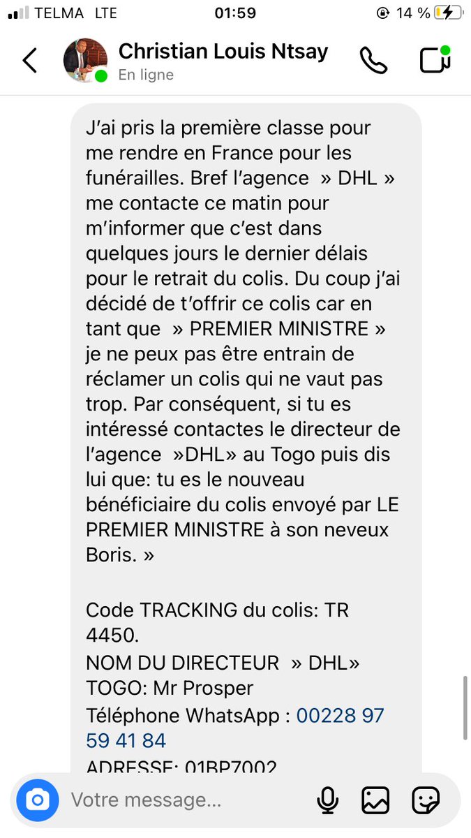 CRahelindisa's tweet photo. Il est très facile d’y croire à ce genre de chose . Méfions nous!
Espérant qu’une protection sur la cybercriminalité soir plus effective à Madagascar !
#comptefake #cybercriminals https://t.co/CO7DtPIyfR