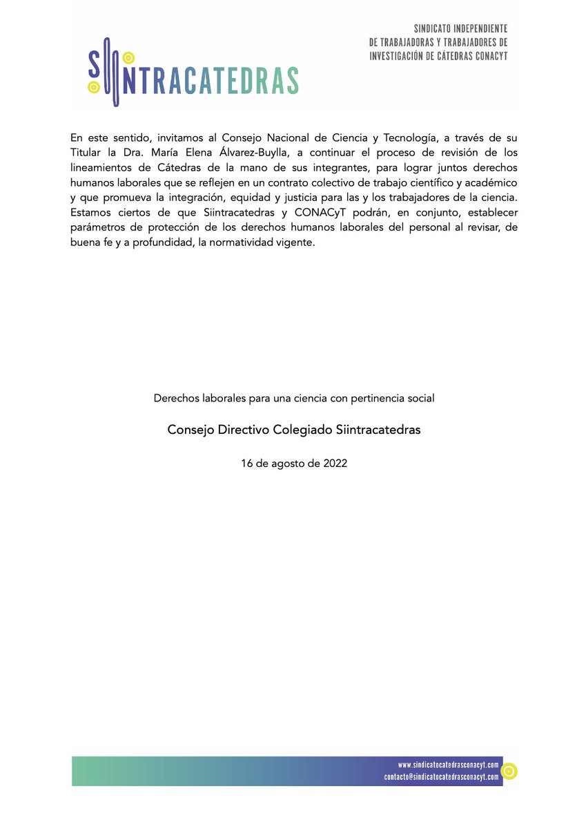 SCatedras's tweet photo. Comunicado Público No. XI — 16 de agosto de 2022. 

Asunto: Modificaciones al Reglamento del Sistema Nacional de Investigadores 2022. https://t.co/PTBJG6Rq8S
