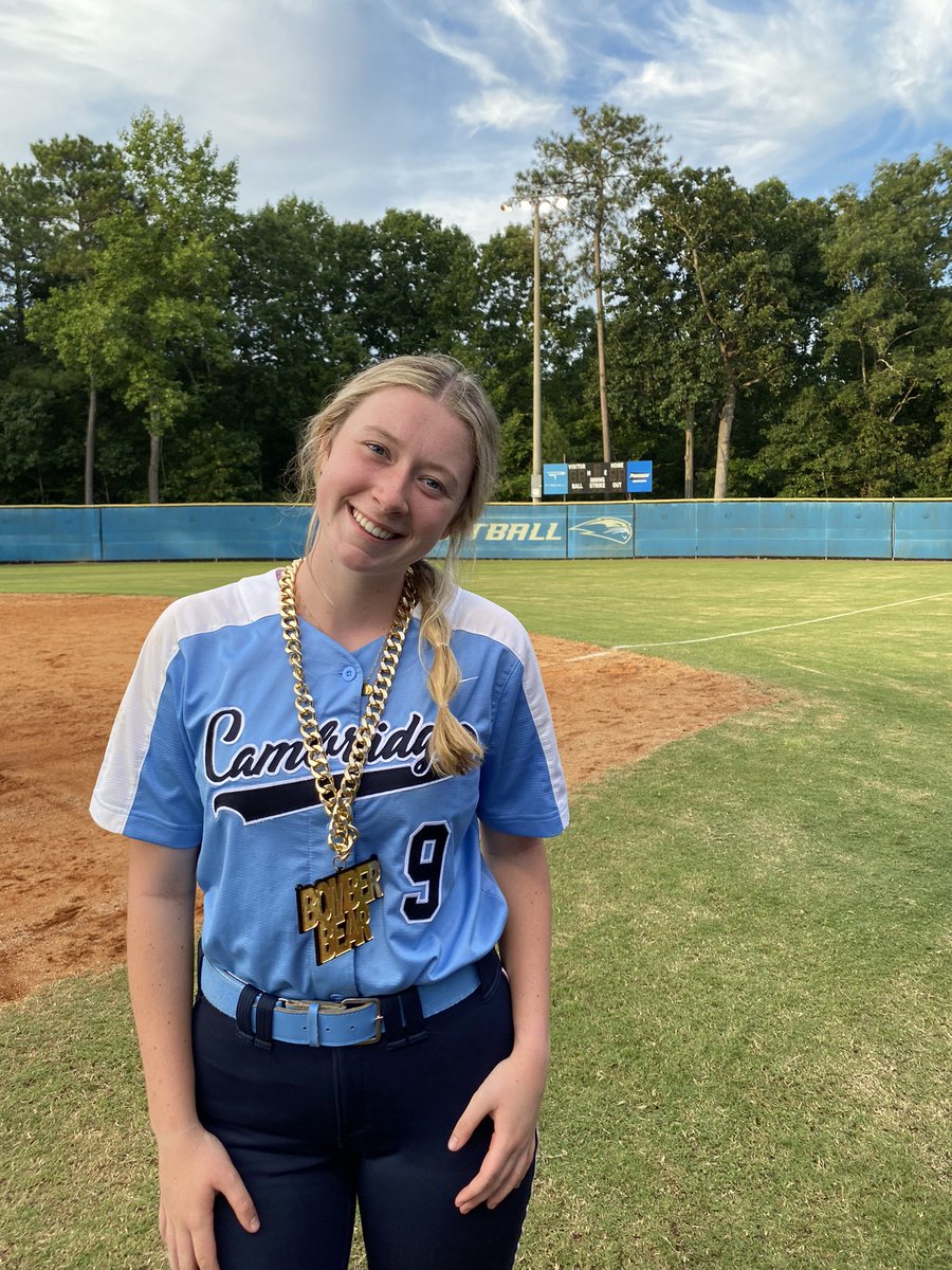 CambridgeLBFP's tweet photo. Huge 7th inning win at Chattahoochee to kick of region play. #BomberBear @masonmcdermott_ knocks in the go ahead run in the 7th after her solo 💣 in the 3rd. Every starter had a hit or RBI. @graceebarrett1 went the distance for the win! 
Tomorrow:
V at Milton
JV at Creekview
#R2C https://t.co/bZPoS0f0gh