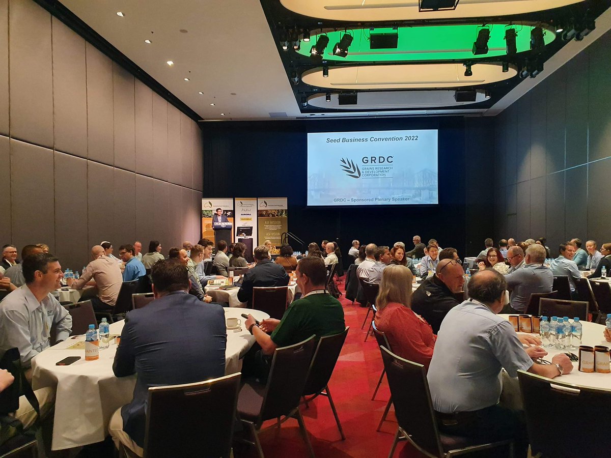 AusSeedFed's tweet photo. Thank you to Prof Matthew Morrell for the official convention opening. Prof Morrell opened #ASFSeedBiz22 discussing the importance of agriculture, food systems and minimising environmental impact 🌱 #ASFsowingseeds https://t.co/oz3uY2a07g