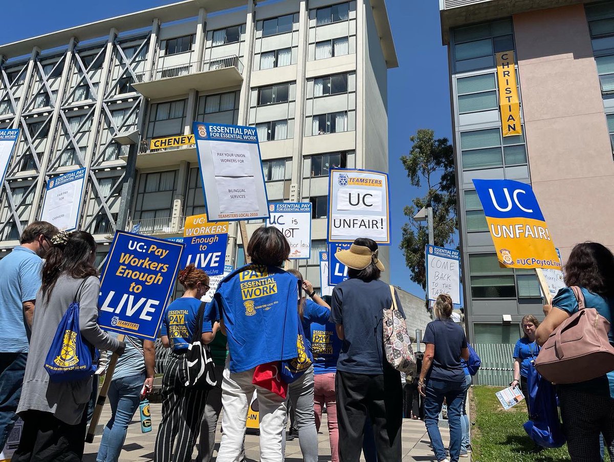 HOW greedy is @uofcalifornia? UC President Drake makes $900k while UC #Teamsters take second and third jobs! We have not seen a wage proposal from UC leadership since May—CX Teamsters won’t wait any longer for the pay we’ve earned.