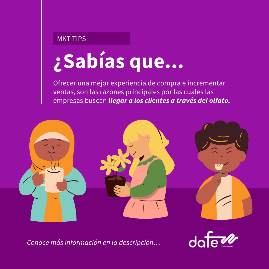 dafemx's tweet photo. El #marketing olfativo o aromático consiste en usar aromas, dentro de los puntos de venta, para ofrecer a los clientes una mejor experiencia de compra y, con ello.

Conoce más en https://t.co/3smtFrVm5s

#DAFE #Consultores #TipsMKT #MarketingOlfativo #MKT #EstrategiaDeVenta https://t.co/iLkNyy5Uc1