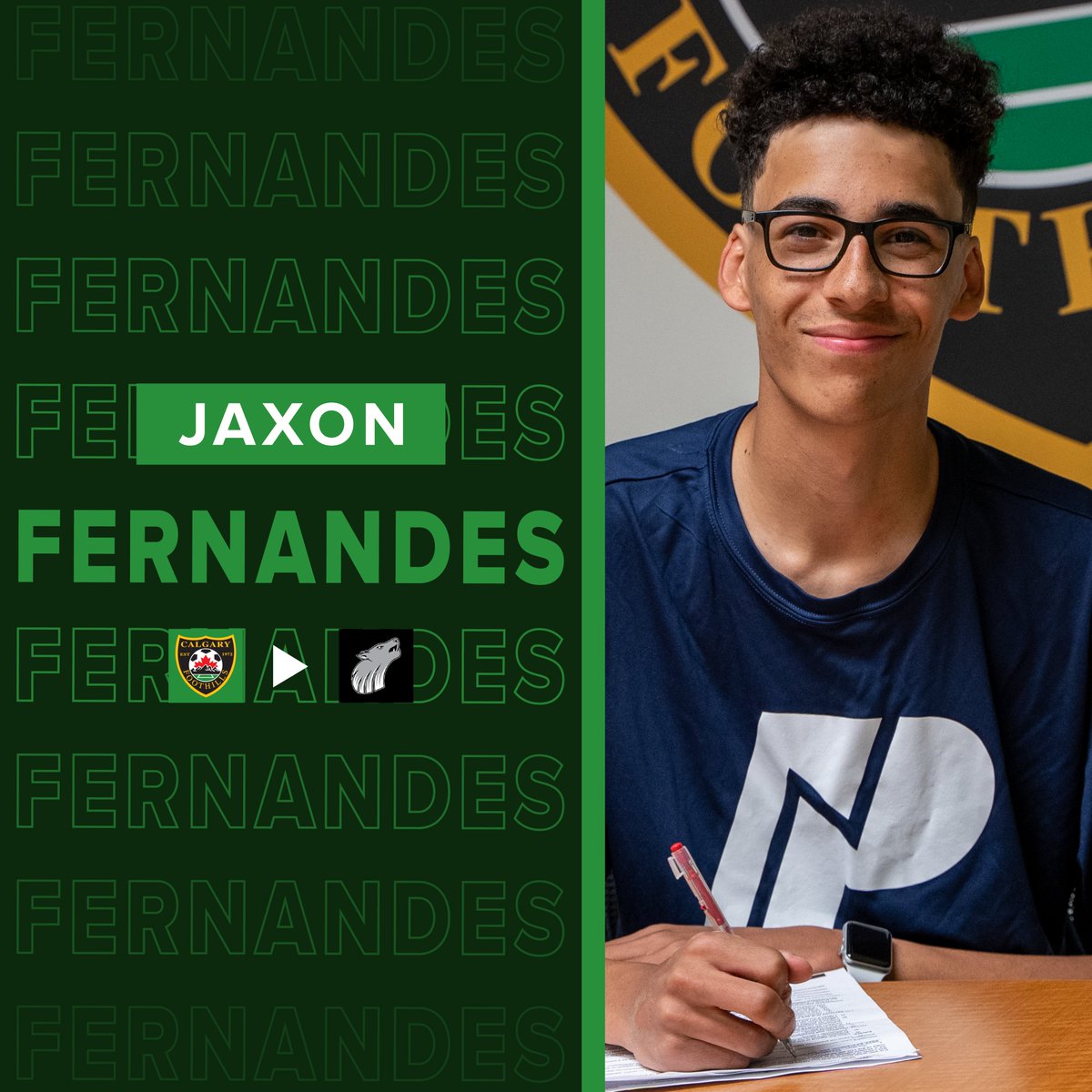 FoothillsSoccer's tweet photo. Congratulations to Jaxon Fernandes on signing with the @NWP_Wolves of @ACAC_Sport! Best of luck Jaxon with your post-secondary career! #FoothillsPathway #WhosNext https://t.co/gFRLnJCoIS