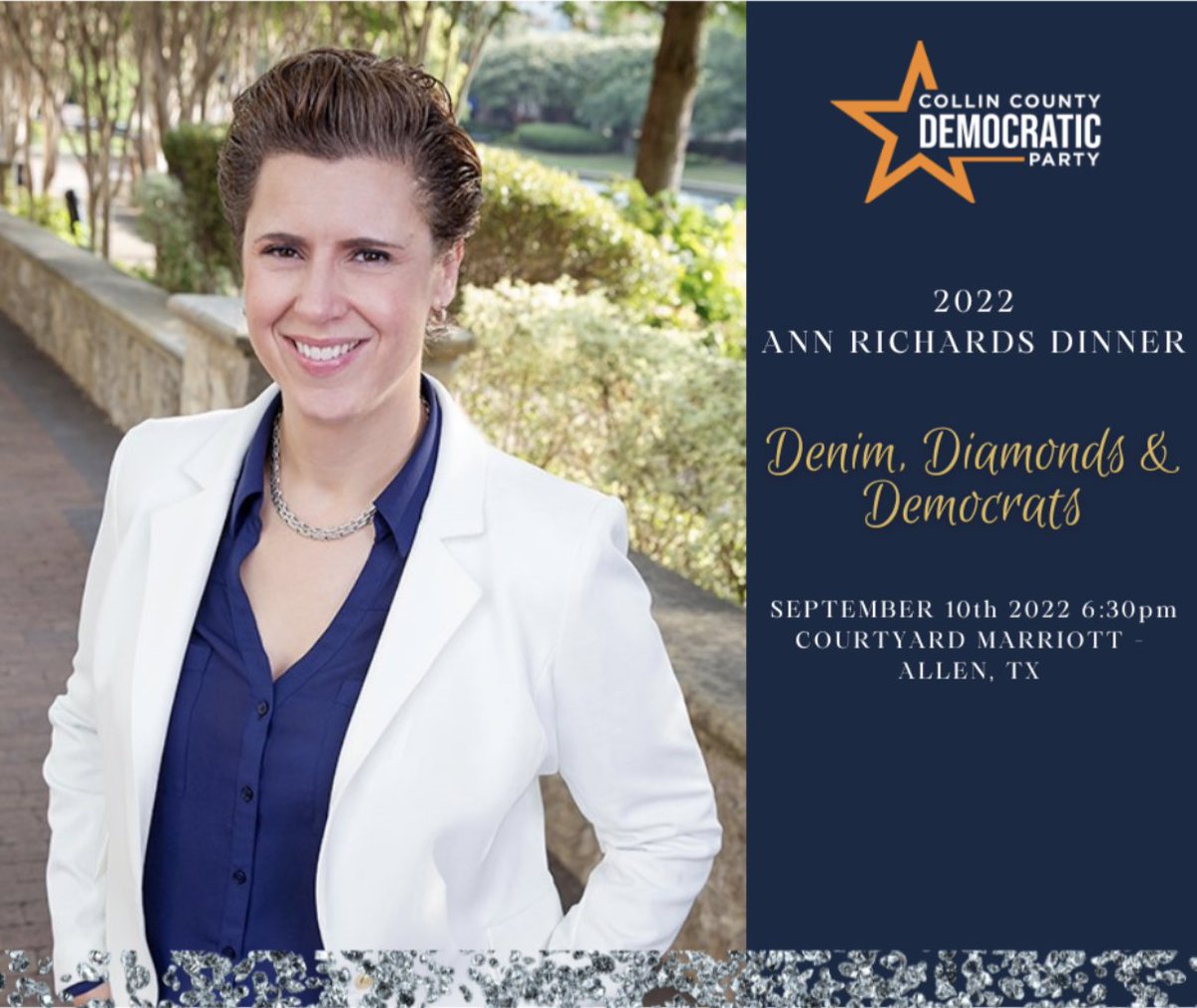 CollinDemocrat's tweet photo. We are excited to announce that former Congressional candidate, @lorieburch will be the  Master of Ceremonies at this year’s Ann Richards Dinner!  
Buy your tickets here ---> https://t.co/gA3hAOu85w
Become a sponsor here ---> https://t.co/UbEoEwuxiP https://t.co/A3Y3ufRiBS