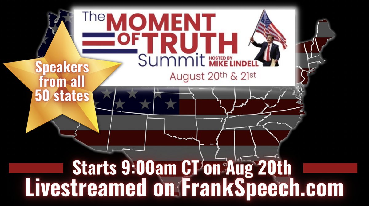 Don't miss this! 

frankspeech.com

#MomentofTruthSummit #MikeLindell #BrannonHowse @WVWOnline #FrankSpeech #Frank #UnitedStates #LosingOurCountry #America #2020StolenElection