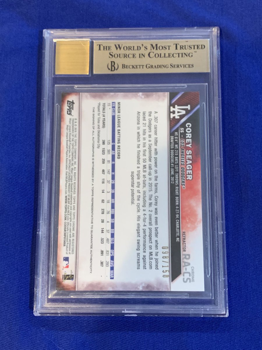 bales_brennen's tweet photo. Corey Seager Blue color match /150 RC Auto BGS 9.5, 10 Auto🔥 10 centering!

$250 OBO open to trades for baseball stars or any football/ basketball
@sports_sell @ILOVECOLLECTIN1 https://t.co/455dNTdav0