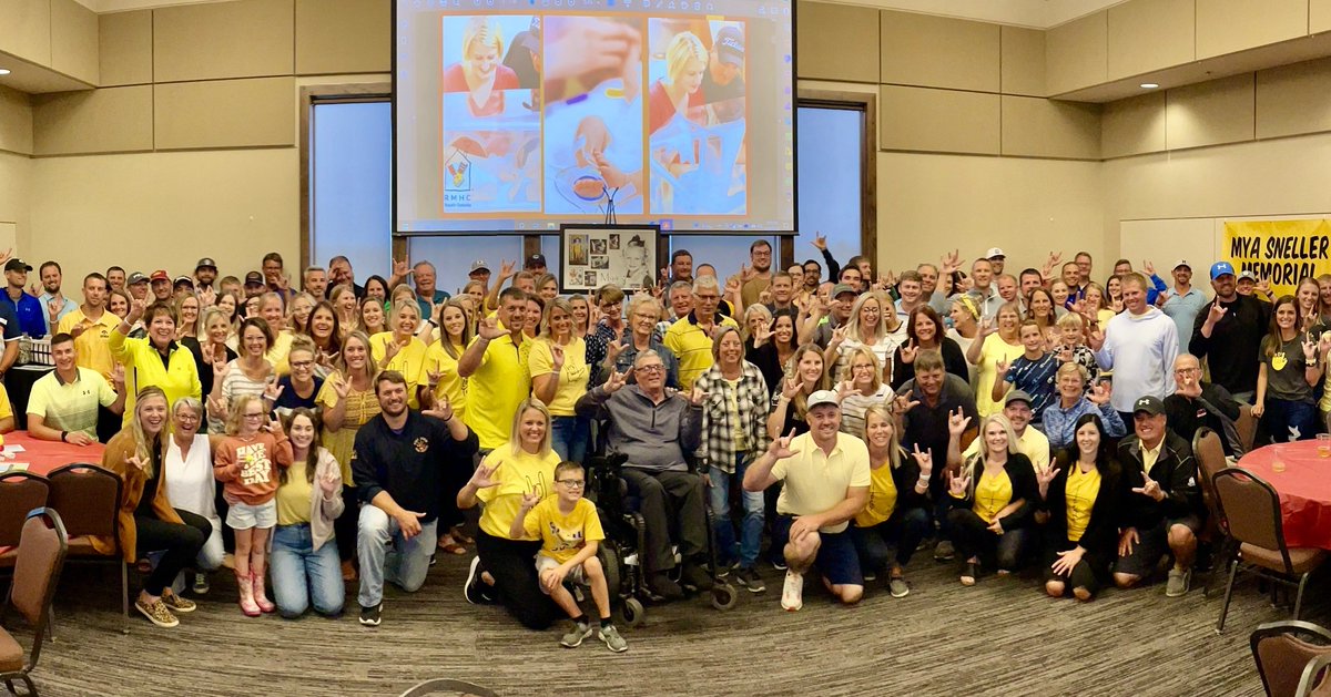 RMHCSoDak's tweet photo. Every year we are honored by the generosity of the Sneller family, friends, and Sioux Center community through the Mya Sneller Golf Tournament. Rain kept us from golfing, but the crowd had a fun evening remembering Mya! Thank you all for your support of the Snellers and of RMHC! https://t.co/O7JQxPYdoc