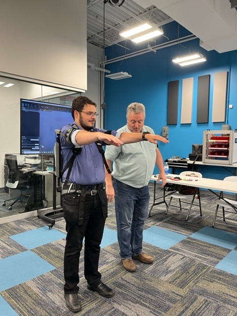 MCarlsonAHS's tweet photo. Did you get to be in an airplane and try on an exoskeleton in your back-to-school PD? If not, you're missing out! Connecting with the Ames Workforce #ameslearns https://t.co/sFCEQYzrS3