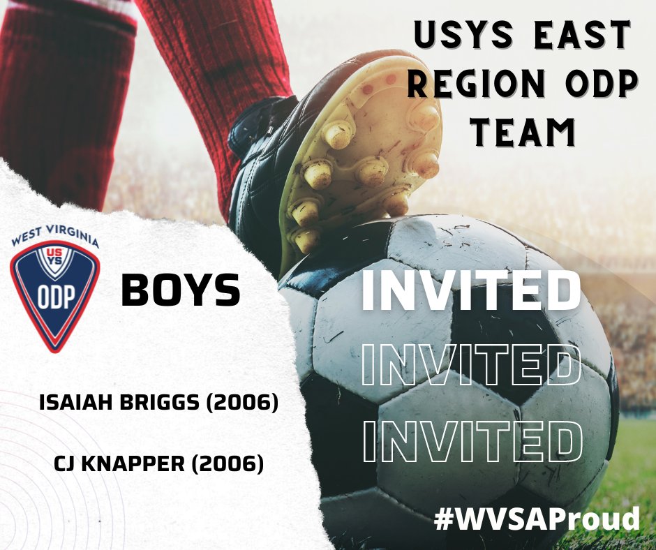 wvsoccer's tweet photo. Congratulation to Isaiah Briggs & CJ Knapper on being invited to join the USYS East Region Olympic Development team! Well done! #WVSAProud #WVSAODP @usysodp https://t.co/FM87hrG4fz