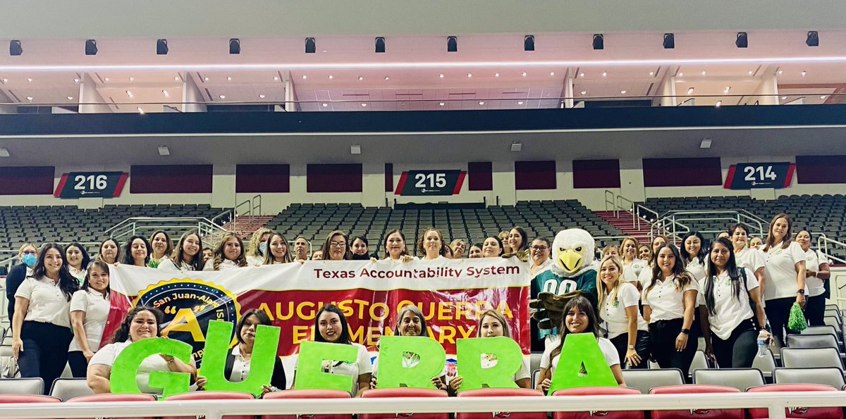 PSJAGuerraElem's tweet photo. Guerra Elementary was LOUD &amp; PROUD at the 22-23 PSJA Convocation! 🦅 Our team is ready to kick off the new school year. 
Let’s go Eagles!📣💚 #PSJALIFE #PSJAFamily  @PSJAISD https://t.co/K74YGwmmSN