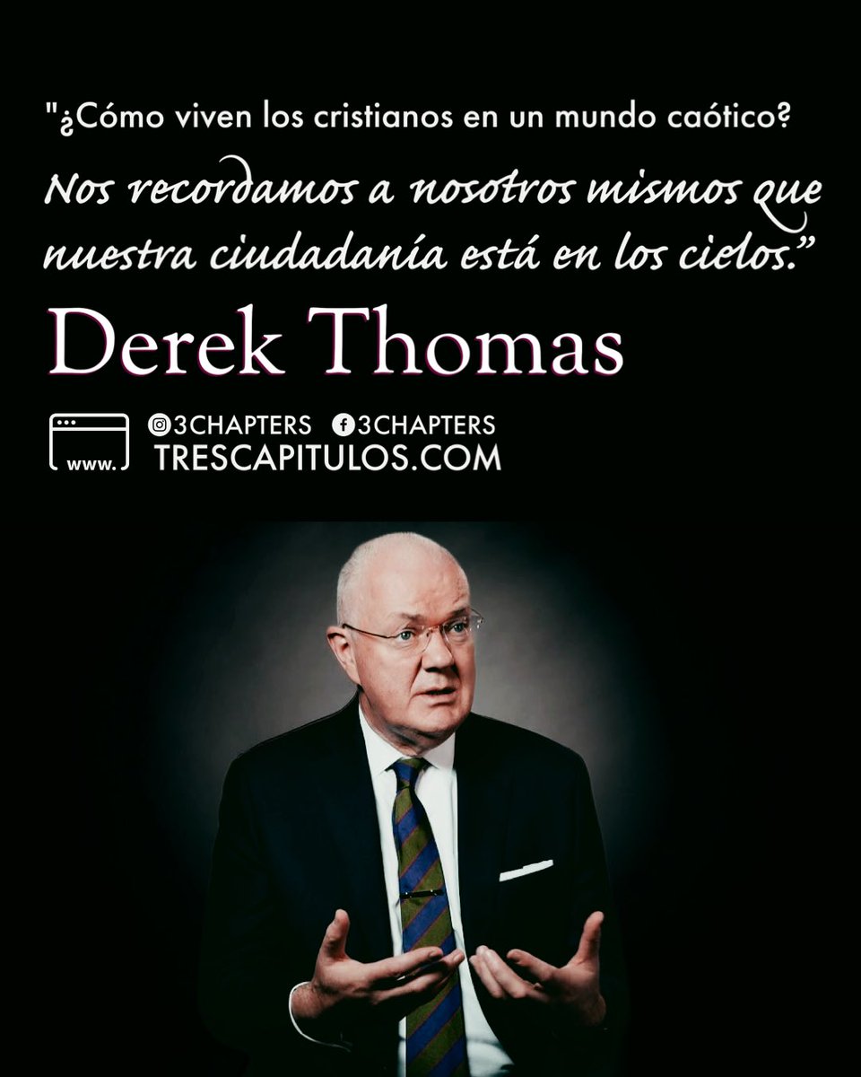 3Chapters1C1558's tweet photo. “¿Cómo viven los cristianos en un mundo caótico? Nos recordamos a nosotros mismos que nuestra ciudadanía está en el cielo.” Derek Thomas
#CitasCitables #DerekThomas #cosmovision #cristianos #esperanza #ciudadania #cielos #3Chapters https://t.co/wHbTehxDxI