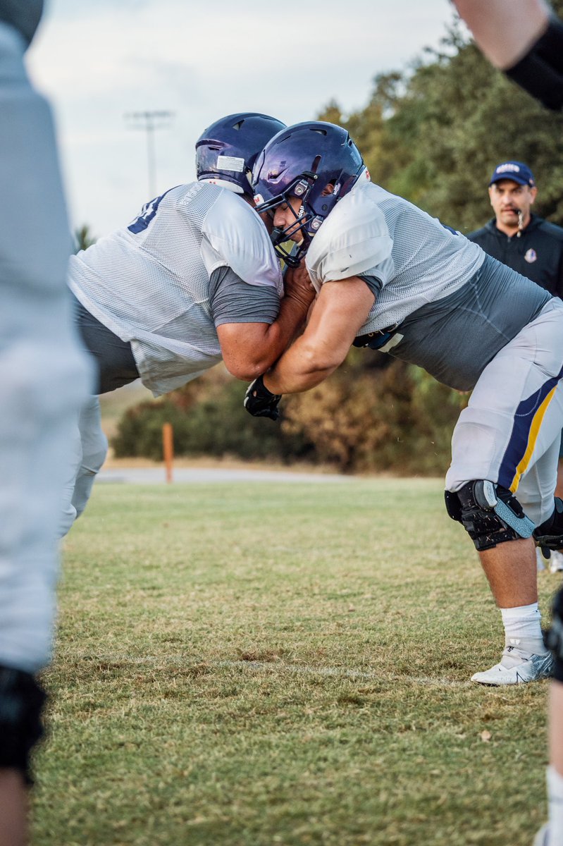 CruFootball's tweet photo. first day of pads 🤩

#gocru #stac22 https://t.co/ERmRmahgue