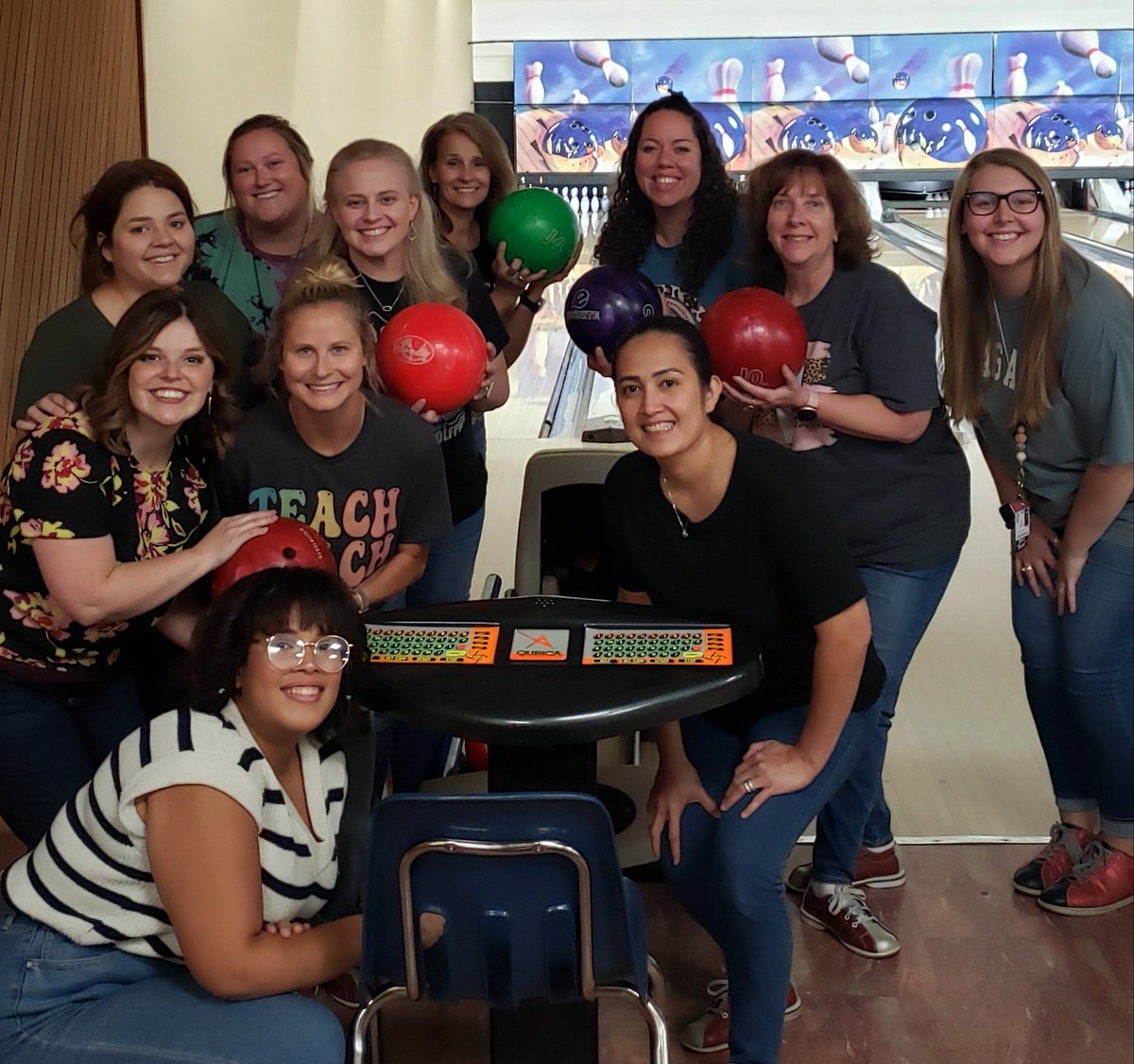 amy_brosius's tweet photo. Our second grade team had a blast celebrating our A school rating today with a couple games of bowling! @WoodardCFISD #ALLINWolfpack #wolfpackstrong @CFISD_ELAR2_5 https://t.co/5Csfuf78ND
