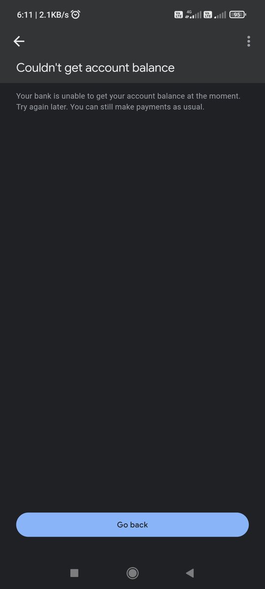 failure4ever's tweet photo. @GooglePay @GooglePayIndia 
@GooglePlay 
This has been showing on my screen for quite some time(months) now when I check balance.
And yes I've updated the app and tried. https://t.co/aAr3z5KTUh
