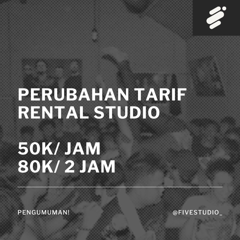 Pengumuman! Tarif baru rental studio. Informasi &amp; reservasi klik tautan pada bio.
