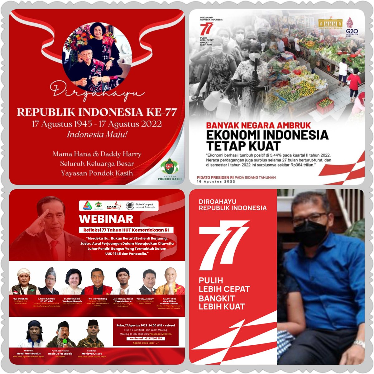 AgusSho62811788's tweet photo. MERDEKA..‼️
🌈WEBINAR REFLEKSI #HUT77RI
@jokowi
"Merdeka Itu.. Bukan Berarti Berhenti Berjuang, Justru Awal Perjuangan Dalam Mewujudkan UUD 1945 & Pancasila"
Rabu, 17 Agust 2022
14.00 WIB
Zoom Meeting
#AgamaCinta
#GlobalCompactNetworkIndonesia #SeknasJokowi #YayasanPondokKasih https://t.co/X8e8djaMEZ