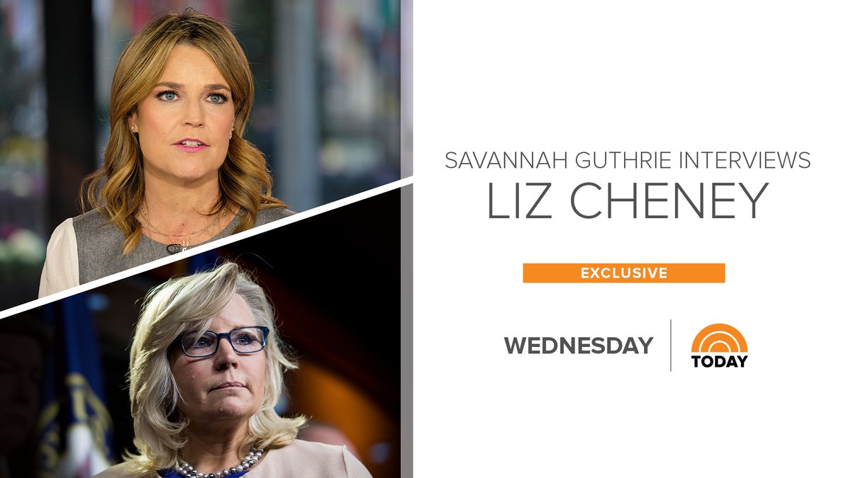 TODAYshow's tweet image. TUNE IN: @SavannahGuthrie will interview Liz Cheney on Wednesday, Aug. 17 exclusively on the Today Show.