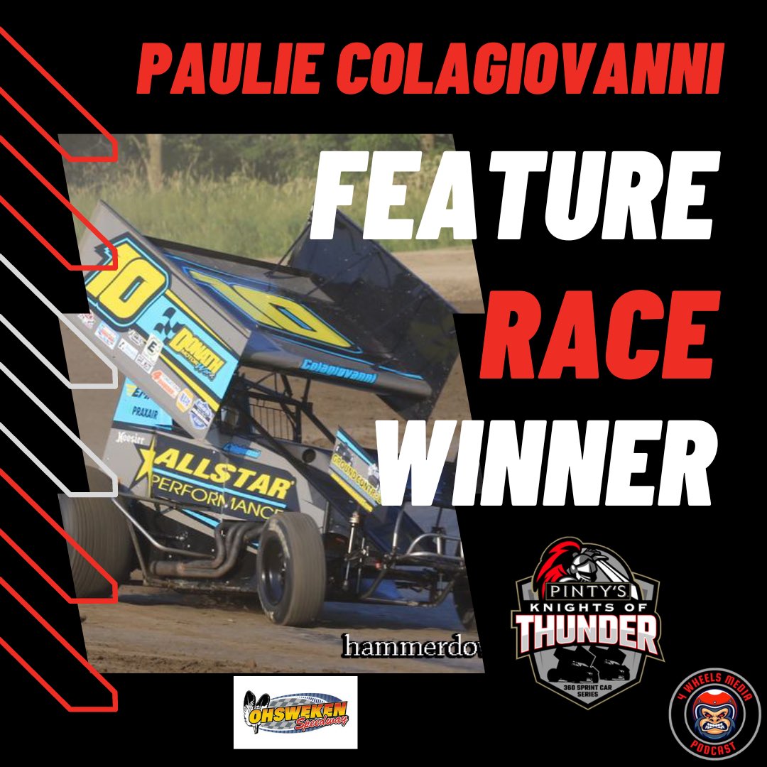 4WheelsMediapod's tweet photo. Paulie Colagiovanni Goes Back-to-Back at #TheBigO!!
Tuesday Nights #OhswekenSpeedway Knights of Thunder Feature Race Winner Is #10 Paulie Colagiovanni
He goes from 8th to 1st taking home the $5,000 and adding to his $10,000 payday on Monday!
#4WheelsMedia #KnightsOfThunder https://t.co/DIUbXwZLfT