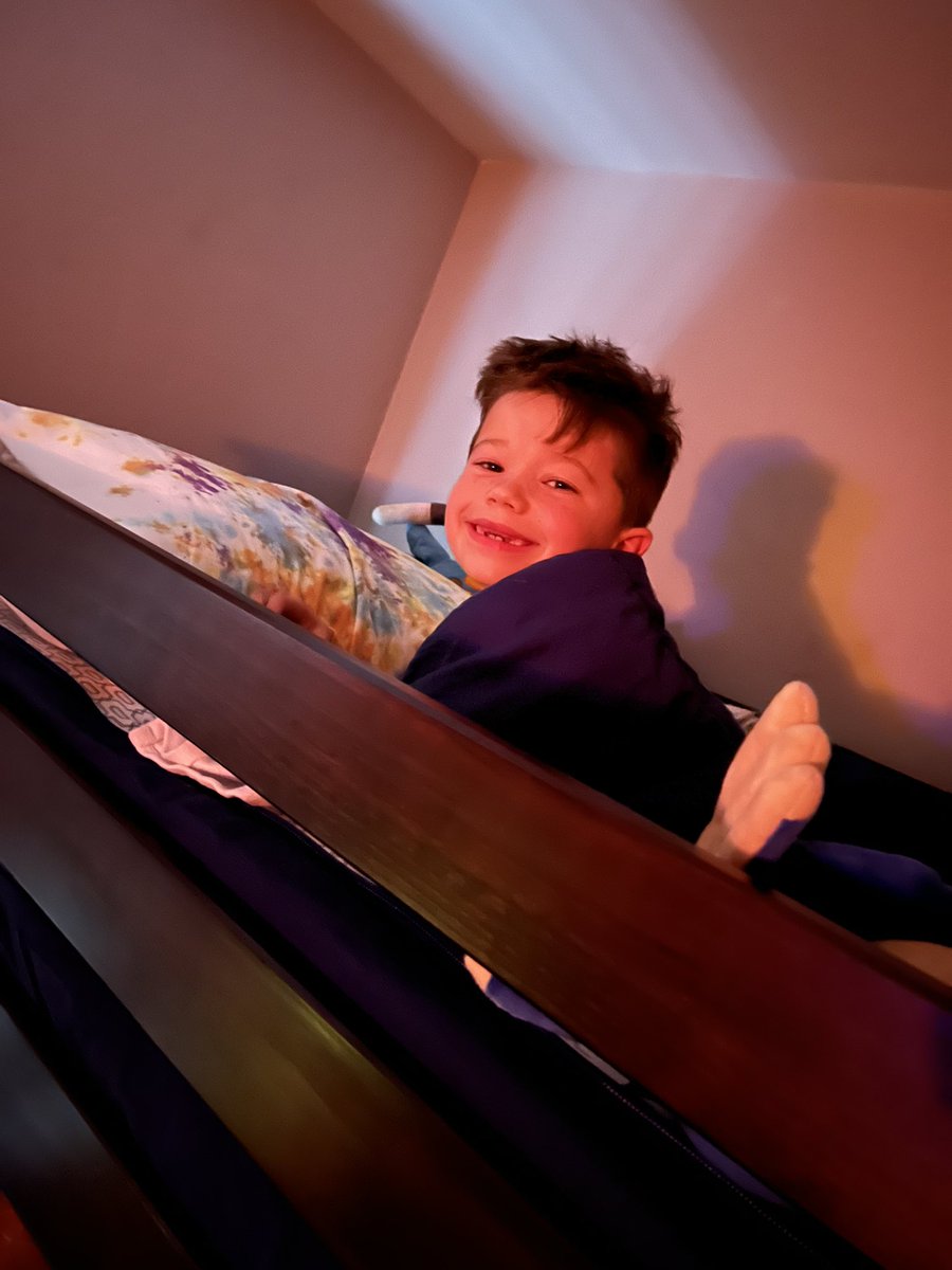 After reading a couple special 1st grade books, G was ready to hop in bed early and “get this day over” so it would be tomorrow quicker! He’s comin’ for you <a href="/SharonNutt1C/">Sharon Nutt</a> ! #austinourstory <a href="/AustinElem/">Austin Elementary</a>