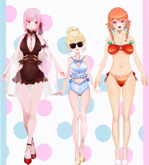 Today's swimsuit designs!! ^^
Featuring me, Ame and Kiara! https://t.co/9b2tTCBs4u