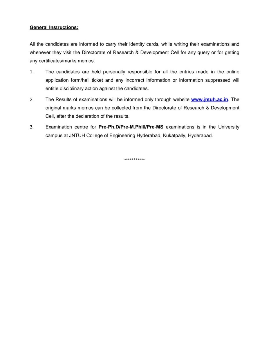jntuhofficial's tweet photo. Notification Pre-Ph.D/ Pre-M.Phill/ Pre-MS Regular/ Supplementary Examinations for September - 2022

#jntuh #jntuhofficial https://t.co/p5Mdgex05f