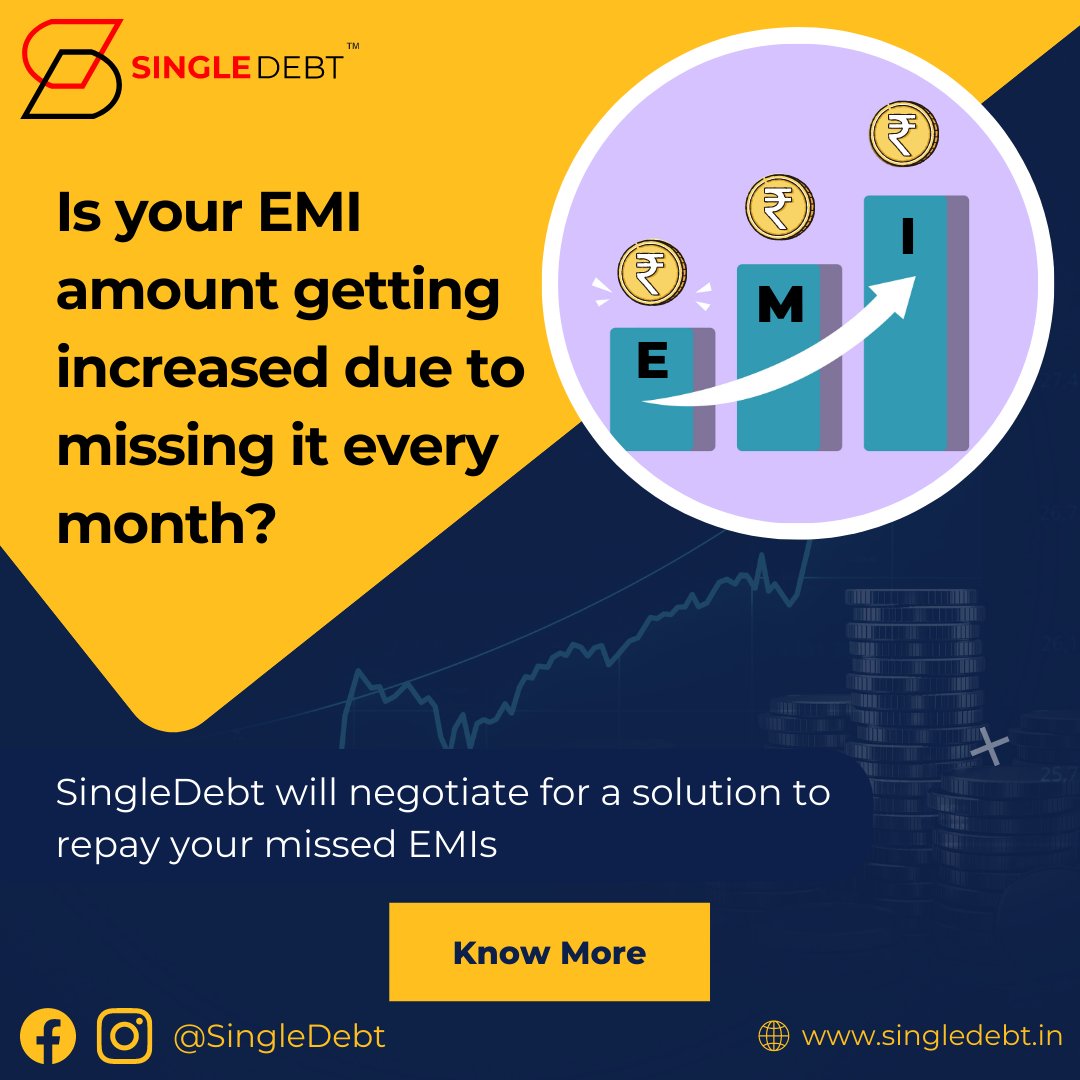 Single_Debt's tweet photo. SingleDebt will rescue you from debt traps by providing an easy & affordable debt solution to repay your missed EMI's
To know more contact: 96191 03594 / 022 6876 2605 or visit https://t.co/4J1Q6eO5tE
#singledebt #debt #debtmanagement #debtprogram #debtfree #debtfreesolution https://t.co/0HTSA1p9ra