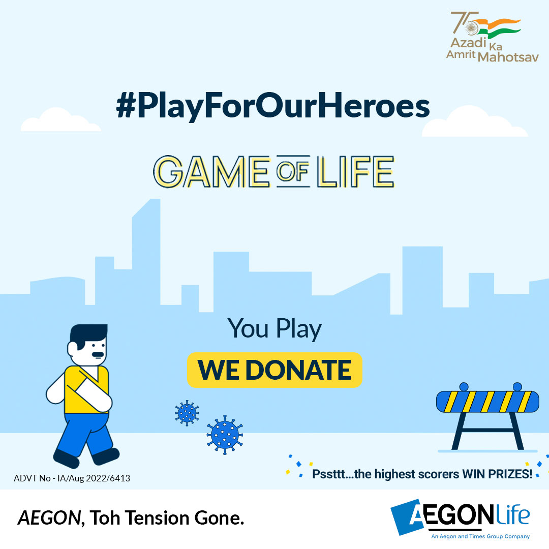 Bandhan_Life's tweet photo. Want to do something for the Indian Armed Forces?
#PlayForOurHeroes 🫡
Play the #GameOfLife on https://t.co/ByiFqZJ7Hy 
For every 10 points, we donate 1 rupee to the Armed Forces Flag Day Fund.
Top 75 scorers WIN PRIZES🏆
@amritmahotsav 🇮🇳
#AegonTohTensionGone 
*T&amp;C Apply https://t.co/GRUs3gXRmd