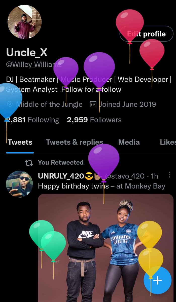 Willey_Williamz's tweet photo. Balloons are mine today, am f plus 1 help me celebrate my birthday... https://t.co/apBEYTY40e
