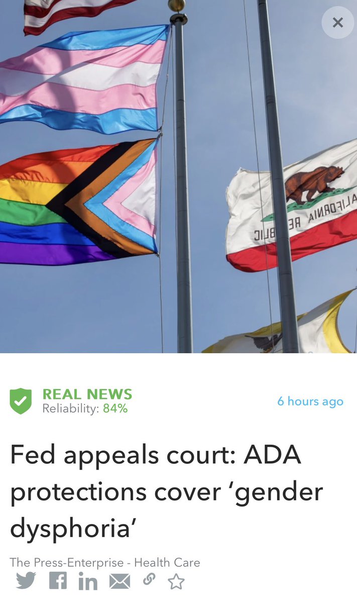 Oigetit_Health's tweet photo. Fed appeals court: ADA protections cover ‘gender dysphoria’ In a majority opinion issued by a three-judge panel. 🏳️⚧️
https://t.co/jTpAMjg9ko
This article was fact-checked by #Oigeit ✅ #trans #TransRightsAreHumanRights #Health #ada #USA #transgender https://t.co/y8AWOSnfhO