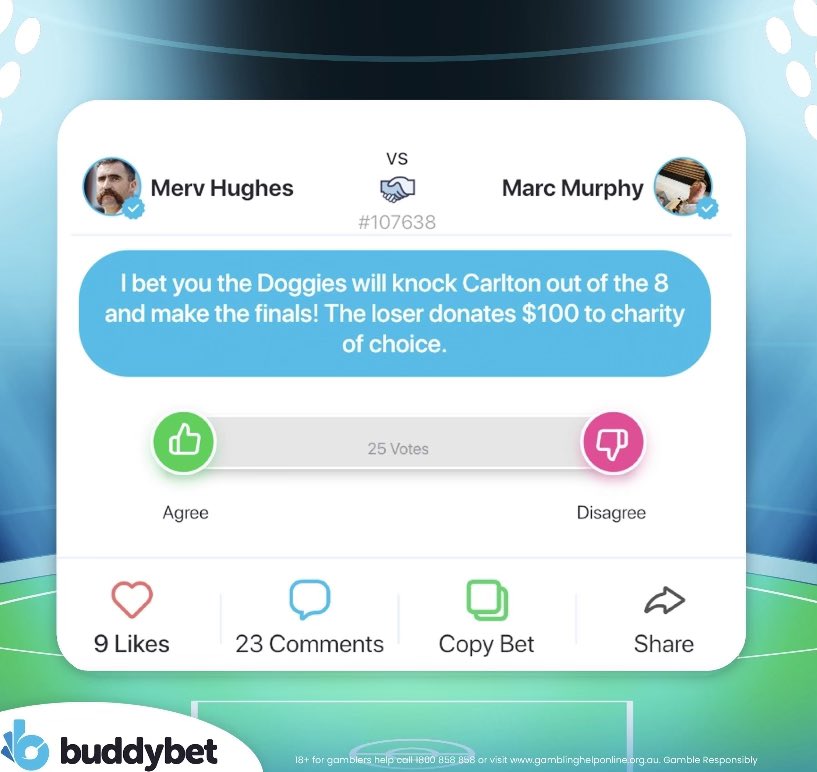 MervHughes332's tweet photo. Thanks for keeping the 8th spot warm for us @marcmurphy3.
I’m having flashbacks to 2016 @buddybet
#buddybet #AFL #AFLfinals https://t.co/DDcLpFbjK5