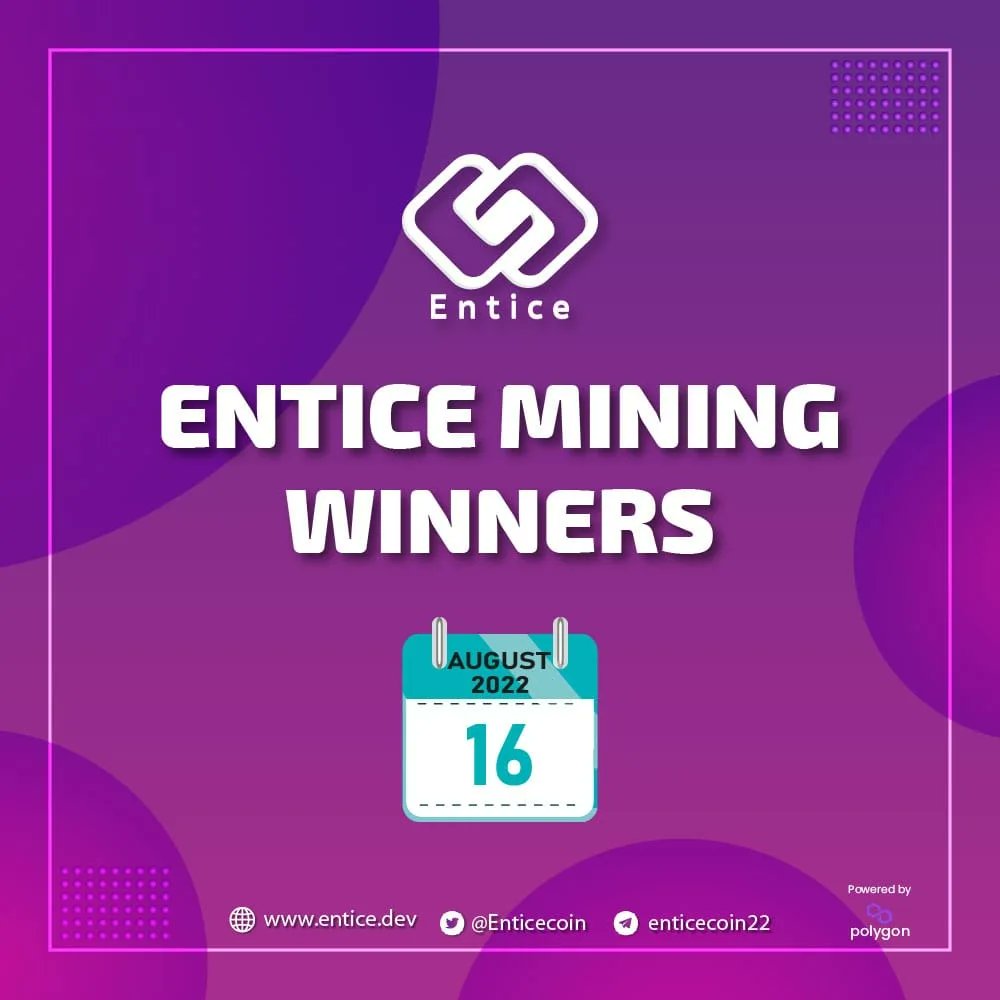 EnticeCoin's tweet photo. 16 August Mining Winner List🤩

You want to be in this list?🤔
You just need to be in the mining pool of Entice Games to earn mining coins!🥳

Keep Playing Keep Mining Keep Earning!💪🏆
#enticecoin #enticegame #enticer #entice #NTIC #winners #P2E #game https://t.co/njm4F1Midc