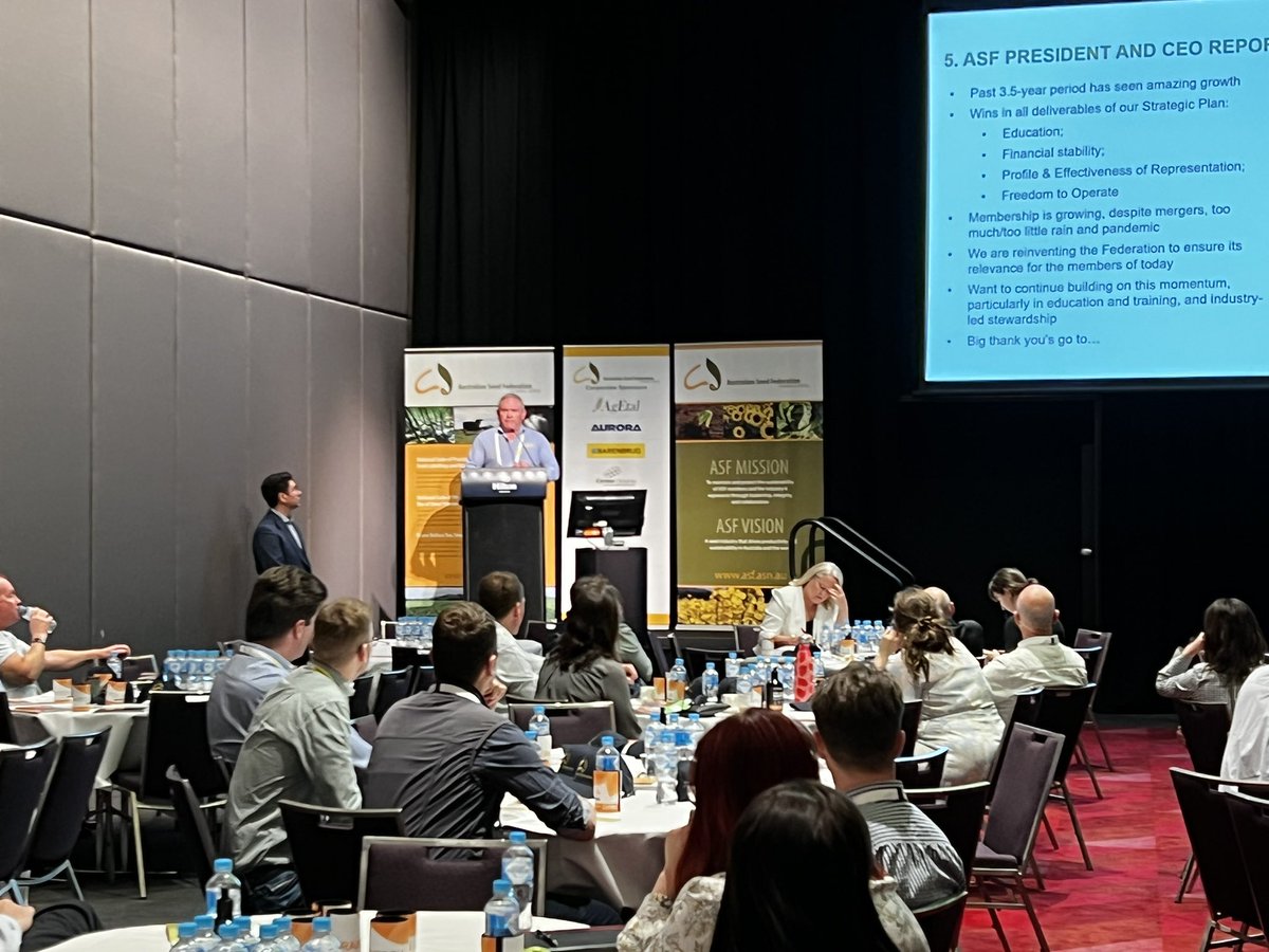 AusSeedFed's tweet photo. ASF President, Tim Pepper and ASF CEO Osman Mewett chaired the ASF AGM running members through the work of the ASF 🌱 #ASFSeedBiz22 #ASFsowingseeds https://t.co/O1SVwthh2Z