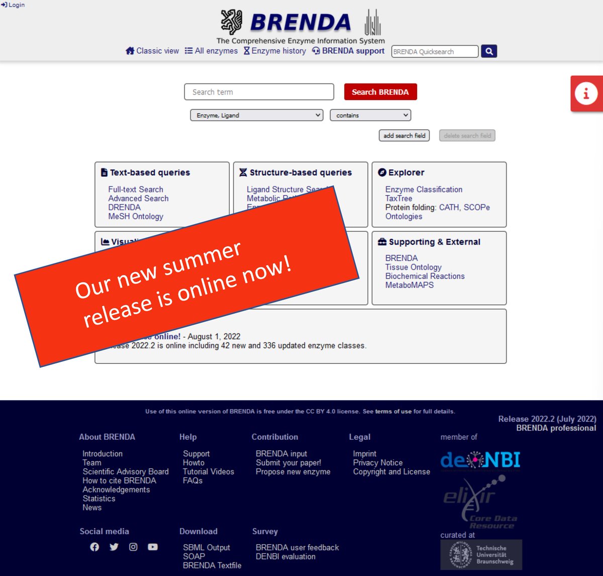 BRENDA Enzyme Database (@brenda_enzymes) on Twitter photo Enjoy your search in the new BRENDA summer release 2022.2 (brenda-enzymes.org)
#enzyme #Database #braunschweig
<a href="/tuBraunschweig/">TU Braunschweig</a> <a href="/denbiOffice/">de.NBI / ELIXIR-DE</a> <a href="/ELIXIREurope/">ELIXIR Europe</a> Enjoy your search in the new BRENDA summer release 2022.2 (brenda-enzymes.org)
#enzyme #Database #braunschweig
<a href="/tuBraunschweig/">TU Braunschweig</a> <a href="/denbiOffice/">de.NBI / ELIXIR-DE</a> <a href="/ELIXIREurope/">ELIXIR Europe</a>