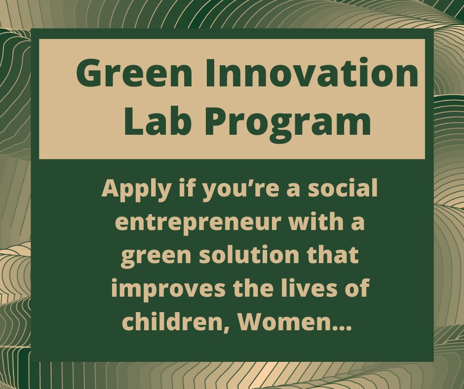 Don’t be left out to join our Green Innovation Lab program! 

If you’re a social entrepreneur with a green solution that improves the lives of children, 
Apply: 

The deadline for applications is August 29, 2022.
