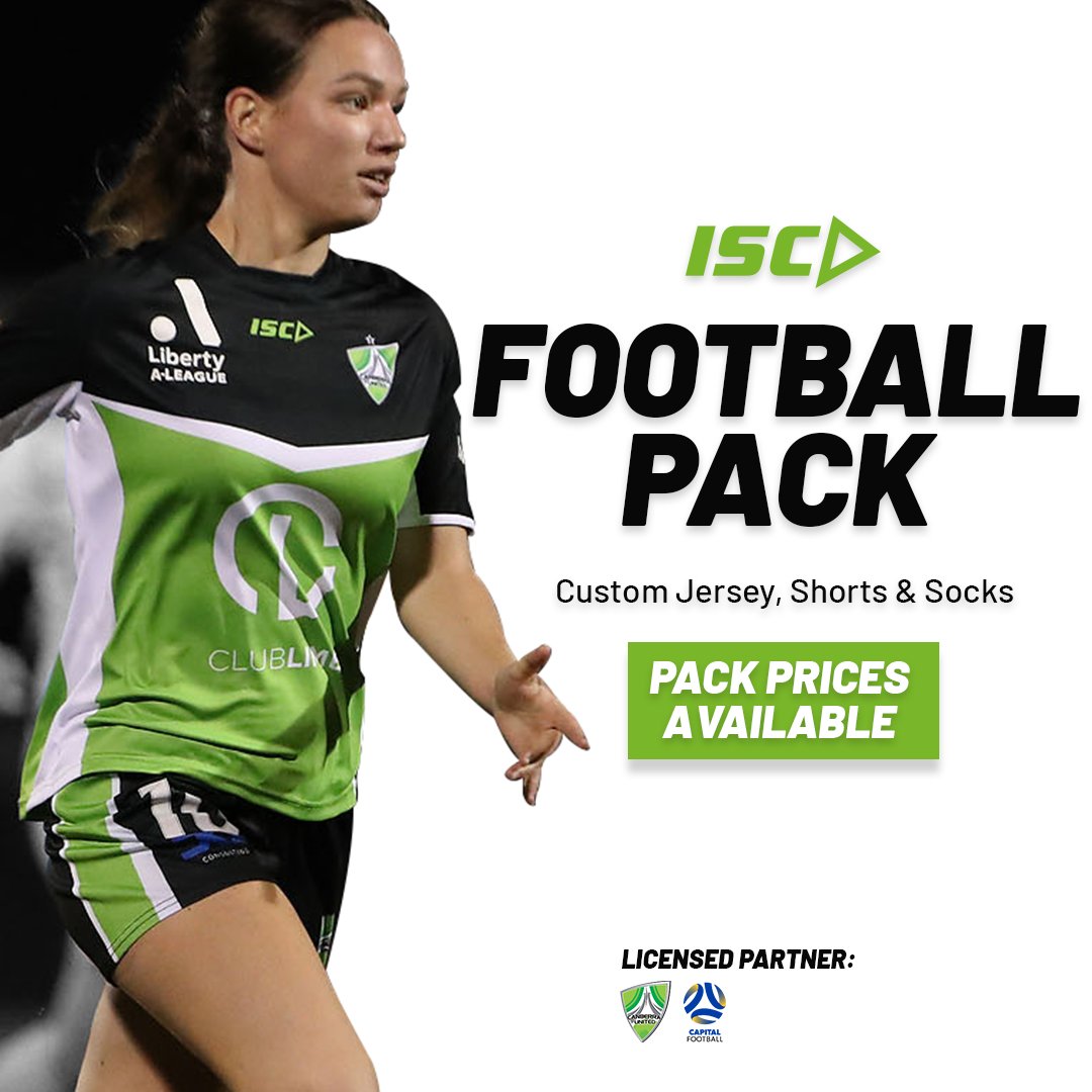 ⚽ NEW SEASON FOOTBALL PACKS ⚽ Pack includes: Custom jersey, shorts & socks. Contact us today for exclusive pack prices bit.ly/ISC-Football 📸 @CanberraUnited #MadeByISC #Teamwear #Football