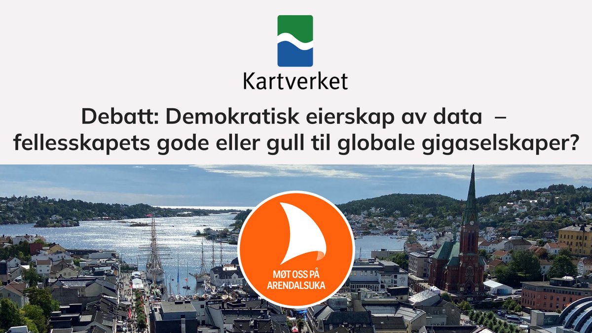 Kartverket (@kartverket) on Twitter photo Demokratisk eierskap av data – fellesskapets gode eller gull til globale selskaper? Vi tar debatten på Arendalsuka kl. 15 på Madam Reiersen 👉 program.arendalsuka.no/event/user-vie…
<a href="/HubOcean_/">HUB Ocean</a> <a href="/brreg/">Calcul8r</a> <a href="/MicrosoftNorge/">Microsoft Norge</a> <a href="/Googlenorge/">Google Norge (...)</a> <a href="/Datatilsynet/">Datatilsynet</a> #arendalsuka2022 #digitalisering #geodata Demokratisk eierskap av data – fellesskapets gode eller gull til globale selskaper? Vi tar debatten på Arendalsuka kl. 15 på Madam Reiersen 👉 program.arendalsuka.no/event/user-vie…
<a href="/HubOcean_/">HUB Ocean</a> <a href="/brreg/">Calcul8r</a> <a href="/MicrosoftNorge/">Microsoft Norge</a> <a href="/Googlenorge/">Google Norge (...)</a> <a href="/Datatilsynet/">Datatilsynet</a> #arendalsuka2022 #digitalisering #geodata