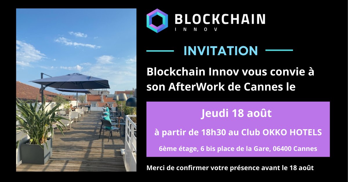 Julien Bonnel 🌱 🧠 🚀 ✨ (@jbonnel) on Twitter photo Le prochain afterwork #BlockchainInnov aka <a href="/InnovBlockchain/">Blockchain Innov #Web3 #CryptoActifs #Tokens #NFT</a> se tiendra le 18 août à Cannes à partir de 18h30 👉 linkedin.com/posts/jbonnel_…
#BlockchainInnovAfterwork #échanges #CotedAzurFrance #association #blockchain #cryptoactifs #tokens #tokenisation #Web3 #NFT #métavers Le prochain afterwork #BlockchainInnov aka <a href="/InnovBlockchain/">Blockchain Innov #Web3 #CryptoActifs #Tokens #NFT</a> se tiendra le 18 août à Cannes à partir de 18h30 👉 linkedin.com/posts/jbonnel_…
#BlockchainInnovAfterwork #échanges #CotedAzurFrance #association #blockchain #cryptoactifs #tokens #tokenisation #Web3 #NFT #métavers